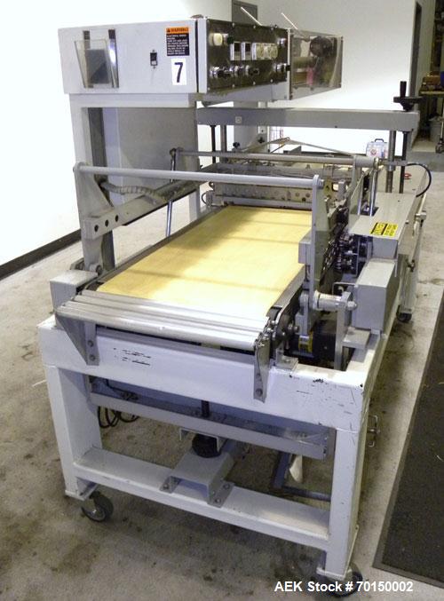 Used Texwrap Automatic L Bar Sealer, Model 3022-NFS-CC-VS4. Capable of speeds up to 45 packages per minute. Has a package size range: (width) 2-3/4" to 20",( length) 4" to 29" (Height) up to 9". Has ...