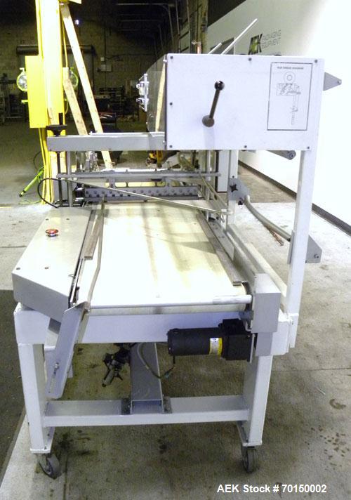 Used Texwrap Automatic L Bar Sealer, Model 3022-NFS-CC-VS4. Capable of speeds up to 45 packages per minute. Has a package size range: (width) 2-3/4" to 20",( length) 4" to 29" (Height) up to 9". Has ...