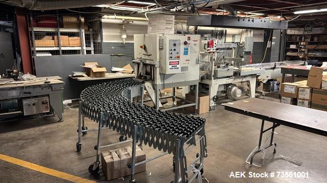 Used Texwrap “Stork” T1322-01 Automatic L-Bar Sealer with T-10 Heat Tunnel | 50 Packages/Min | Shrink Wrapping System | 3/60/240V