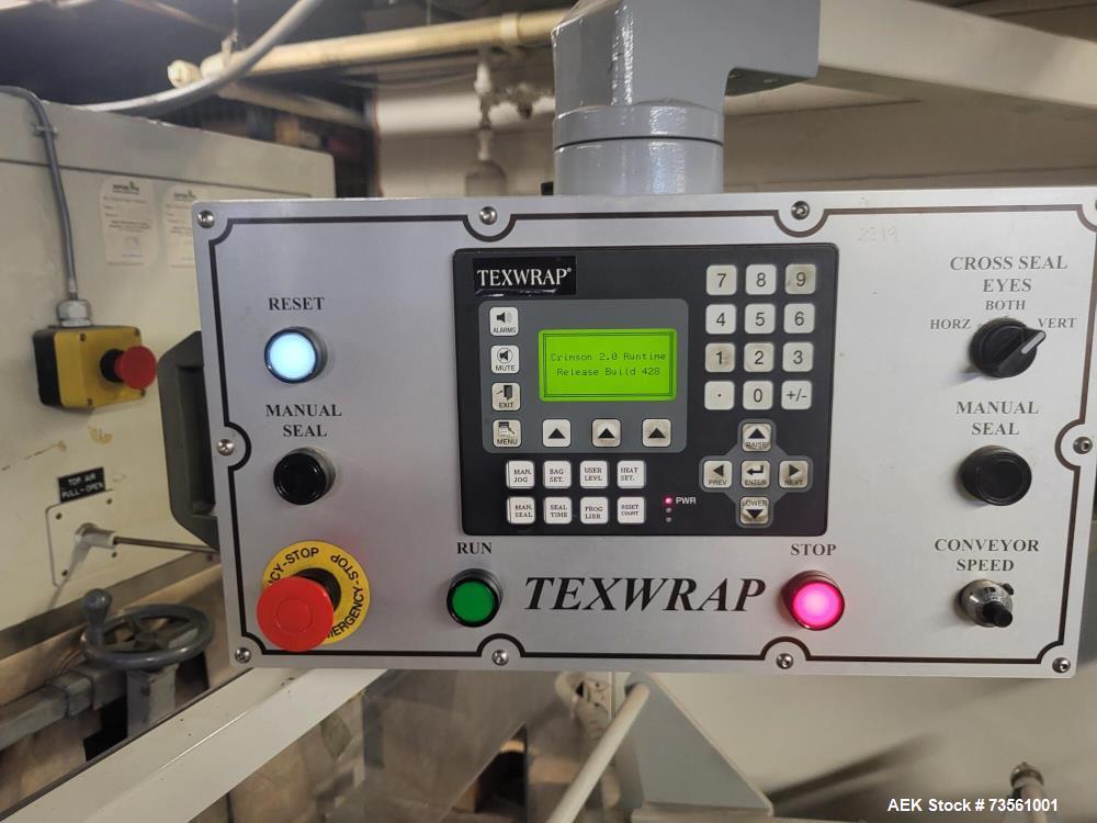 Used Texwrap “Stork” T1322-01 Automatic L-Bar Sealer with T-10 Heat Tunnel | 50 Packages/Min | Shrink Wrapping System | 3/60/240V