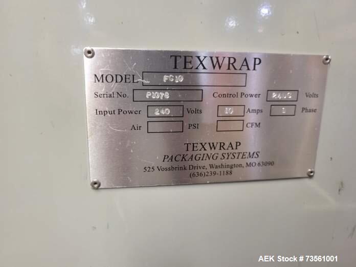 Used Texwrap “Stork” T1322-01 Automatic L-Bar Sealer with T-10 Heat Tunnel | 50 Packages/Min | Shrink Wrapping System | 3/60/240V