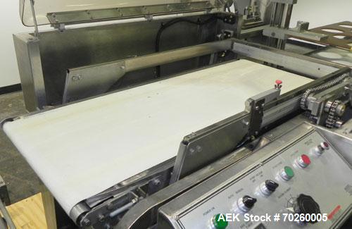 Used Weldotron 5962 Stainless Steel Automatic L-bar Sealer capable of speeds up to 25 packages per minute. Has an 18" wide x 22" long seal area with a maximum product height of approximately 6". Has ...