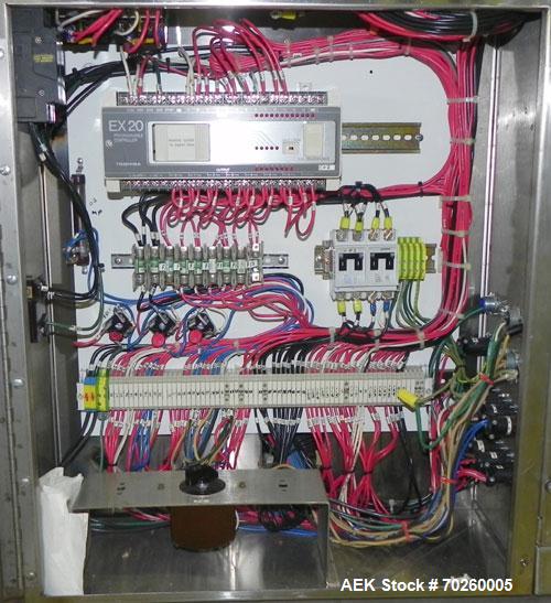 Used Weldotron 5962 Stainless Steel Automatic L-bar Sealer capable of speeds up to 25 packages per minute. Has an 18" wide x 22" long seal area with a maximum product height of approximately 6". Has ...