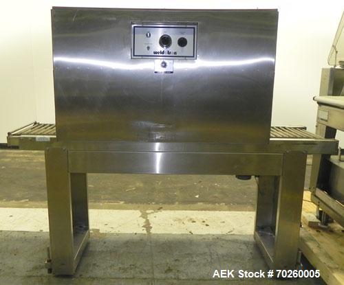 Used Weldotron 5962 Stainless Steel Automatic L-bar Sealer capable of speeds up to 25 packages per minute. Has an 18" wide x 22" long seal area with a maximum product height of approximately 6". Has ...