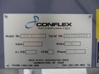 Used Conflex Model E-250 HS Automatic L Bar Sealer and Shrink Wrapper. The model E-250 HS is capable of speeds up to 35 packages per minute. Seal bar is 17