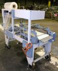 Used Conflex Model E-250C Automatic L Bar Sealer and Shrink Wrapper. Capable of speeds up to 35 packages per minute. Seal bar is 16