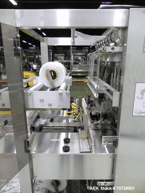 Used API Model DuraTech 2000-S-PH Pharmaceutical Shrink Bundler. Machine is capable of speeds up to 100 bottles/packages per minute (depending on pattern and size). Can handle containers up to 8" (he...