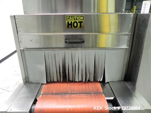 Used API Model DuraTech 2000-S-PH Pharmaceutical Shrink Bundler. Machine is capable of speeds up to 100 bottles/packages per minute (depending on pattern and size). Can handle containers up to 8" (he...