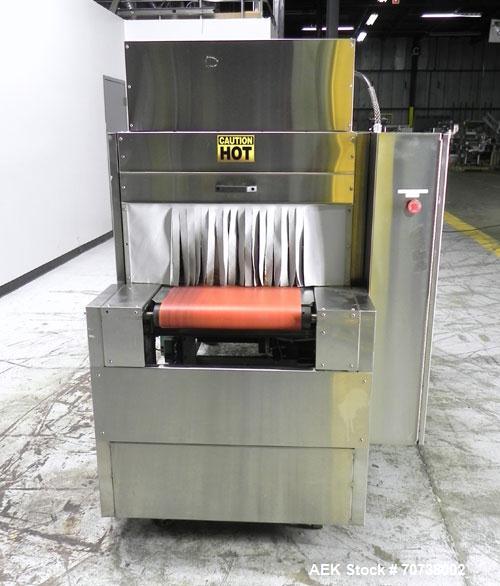 Used API Model DuraTech 2000-S-PH Pharmaceutical Shrink Bundler. Machine is capable of speeds up to 100 bottles/packages per minute (depending on pattern and size). Equipped with 20"seal bar for max ...