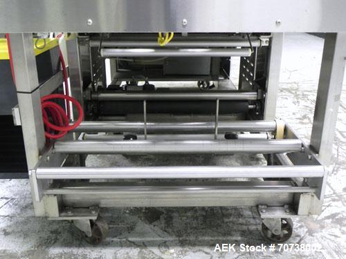 Used API Model DuraTech 2000-S-PH Pharmaceutical Shrink Bundler. Machine is capable of speeds up to 100 bottles/packages per minute (depending on pattern and size). Equipped with 20"seal bar for max ...