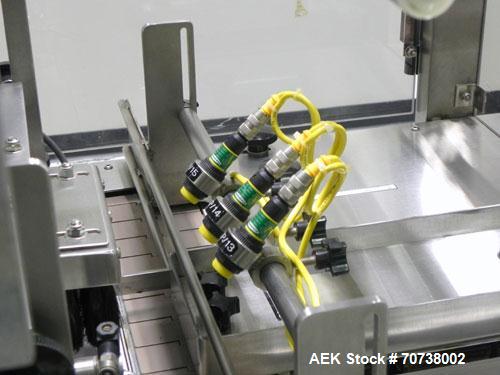 Used API Model DuraTech 2000-S-PH Pharmaceutical Shrink Bundler. Machine is capable of speeds up to 100 bottles/packages per minute (depending on pattern and size). Equipped with 20"seal bar for max ...
