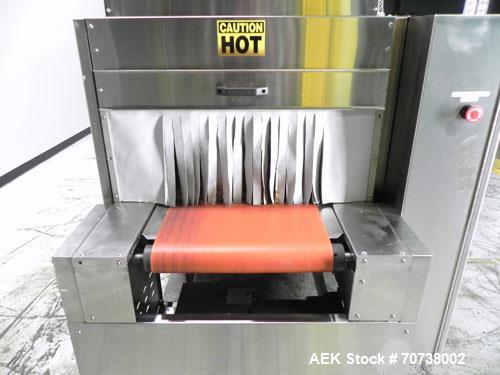 Used API Model DuraTech 2000-S-PH Pharmaceutical Shrink Bundler. Machine is capable of speeds up to 100 bottles/packages per minute (depending on pattern and size). Equipped with 20"seal bar for max ...