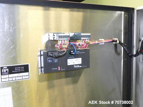 Used API Model DuraTech 2000-S-PH Pharmaceutical Shrink Bundler. Machine is capable of speeds up to 100 bottles/packages per minute (depending on pattern and size). Equipped with 20"seal bar for max ...