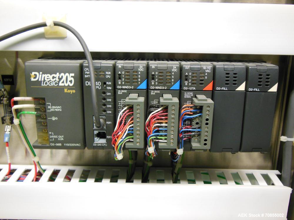 Used API Model DuraTech 2000-S-PH Pharmaceutical Shrink Bundler. Machine is capable of speeds up to 100 bottles/packages per minute (depending on pattern and size). Can handle containers up to 8" (he...