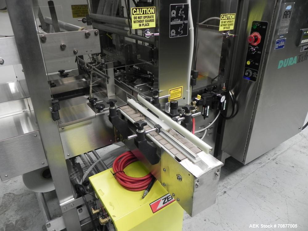 Used API (Lantech) Model DuraTech 2000-S-PH Pharmaceutical Shrink Bundler. Machine is capable of speeds up to 100 bottles/packages per minute (depending on pattern and size). Can handle containers up...