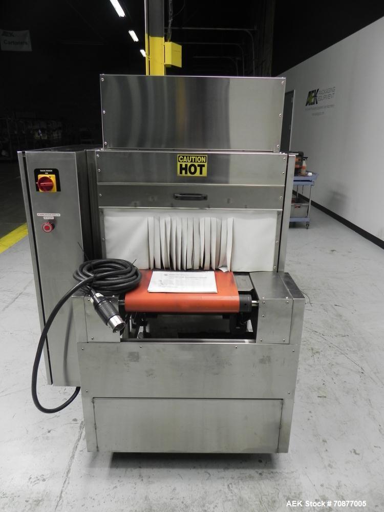 Used API (Lantech) Model DuraTech 2000-S-PH Pharmaceutical Shrink Bundler. Machine is capable of speeds up to 100 bottles/packages per minute (depending on pattern and size). Can handle containers up...