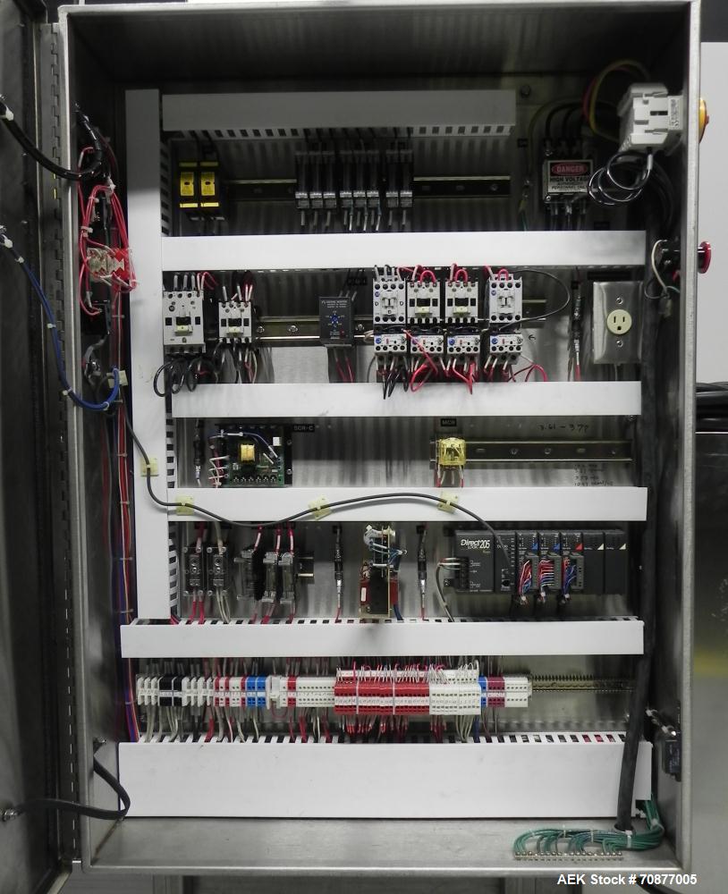 Used API (Lantech) Model DuraTech 2000-S-PH Pharmaceutical Shrink Bundler. Machine is capable of speeds up to 100 bottles/packages per minute (depending on pattern and size). Can handle containers up...