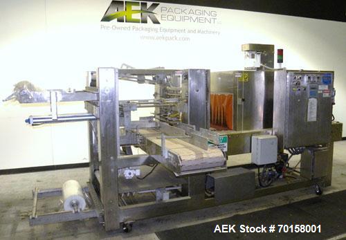 Used Arpac Model 108-28SS Automatic Right Angle Stainless Steel Shrink Bundler. Capable of speeds up to 30 bundles per minute. Package size range: height up to 10", width or across machine up to 28",...