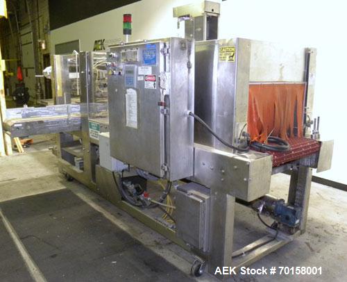 Used Arpac Model 108-28SS Automatic Right Angle Stainless Steel Shrink Bundler. Capable of speeds up to 30 bundles per minute. Package size range: height up to 10", width or across machine up to 28",...