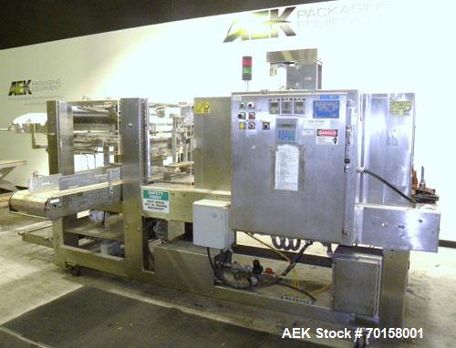 Used Arpac Model 108-28SS Automatic Right Angle Stainless Steel Shrink Bundler. Capable of speeds up to 30 bundles per minute. Package size range: height up to 10", width or across machine up to 28",...