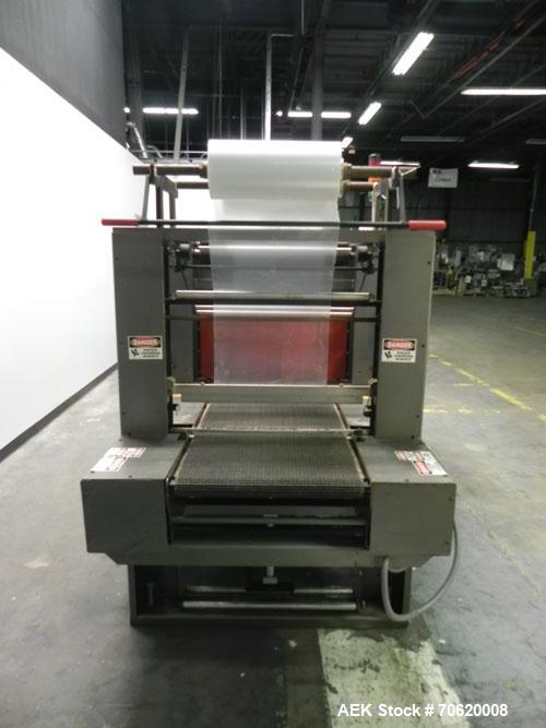 Used Arpac Model 25TW-28 Automatic Shrink Bundler. Capable of speeds up to 25 trays per minute. Product size range: (Width) 6" to 18" (Length) 7" to 18" (Height) 4" to 10". Has a Maximum film width: ...