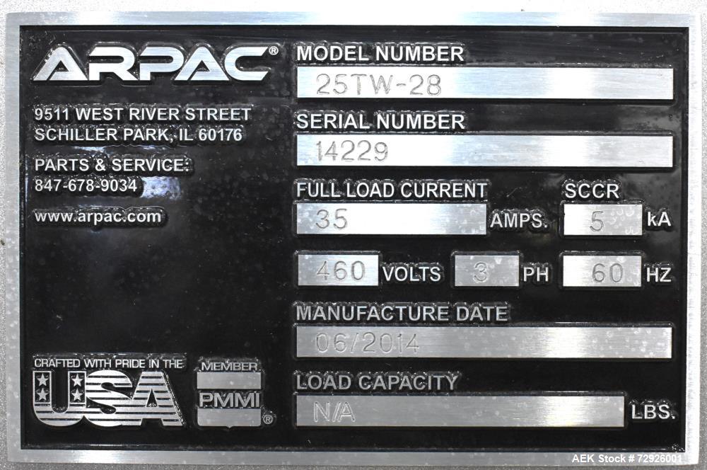 Arpac Model 25TW-28 Shrink Bundler for Clear or Random Printed Film. Ready to Ru