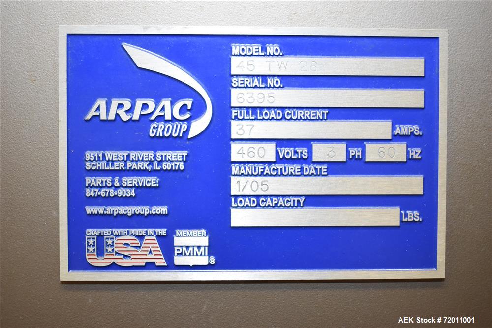 Used Arpac Model 45TW-28 Automatic Shrink Bundler.