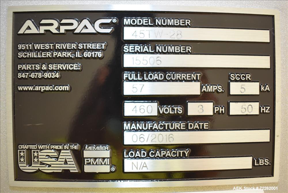 Arpac Model 45TW-28-RH Multipack Continuous Motion Tray Shrink Wrapper