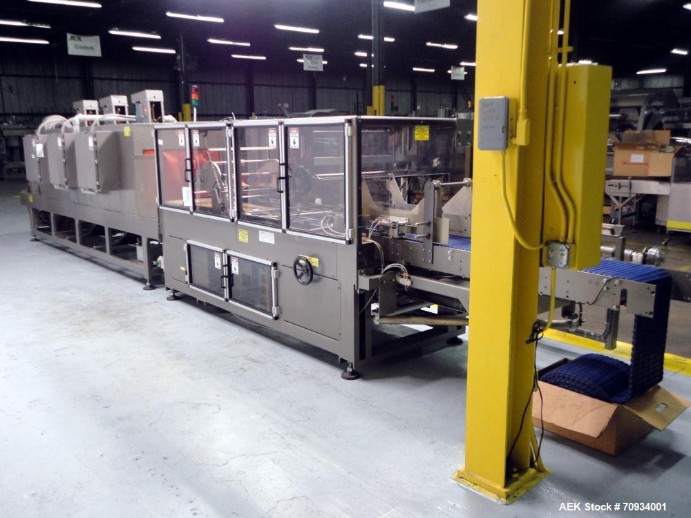 Used Arpac Brandpac Model BPMP-5342 Automatic Single Roll Shrink Bundler, for Print Registered Film.  Capable of Unsupported Multipack Shrink Bundling or Tray Product Shrink Bundling. OEM rated speed...
