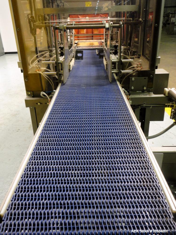 Used Arpac Brandpac Model BPMP-5342 Automatic Single Roll Shrink Bundler, for Print Registered Film.  Capable of Unsupported Multipack Shrink Bundling or Tray Product Shrink Bundling. OEM rated speed...