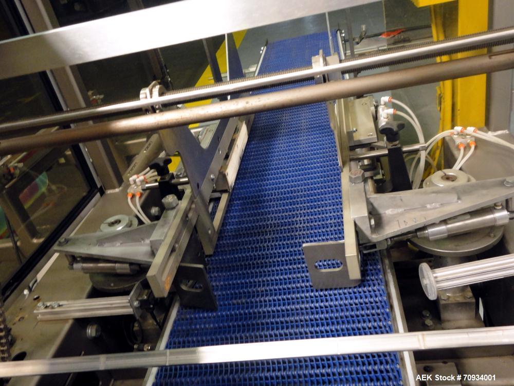 Used Arpac Brandpac Model BPMP-5342 Automatic Single Roll Shrink Bundler, for Print Registered Film.  Capable of Unsupported Multipack Shrink Bundling or Tray Product Shrink Bundling. OEM rated speed...