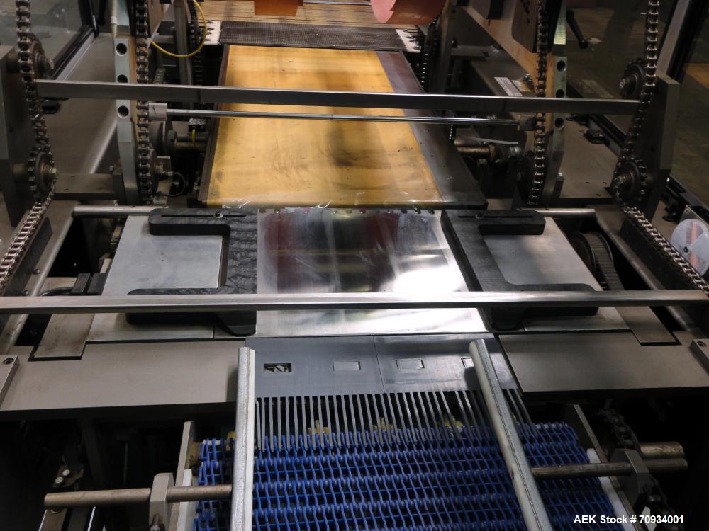 Used Arpac Brandpac Model BPMP-5342 Automatic Single Roll Shrink Bundler, for Print Registered Film.  Capable of Unsupported Multipack Shrink Bundling or Tray Product Shrink Bundling. OEM rated speed...