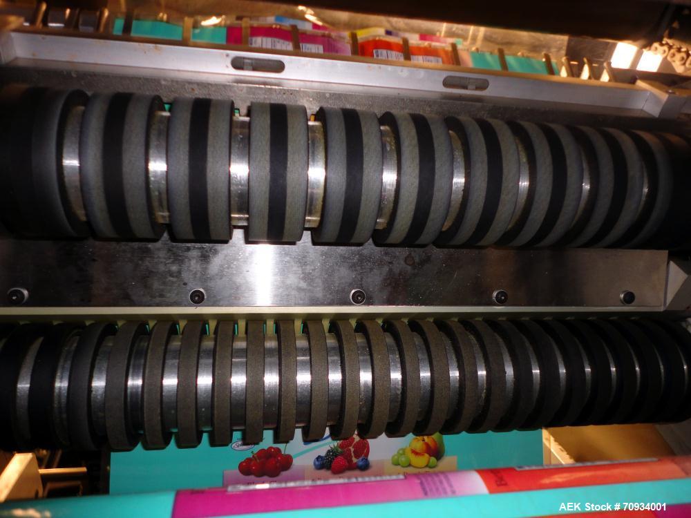 Used Arpac Brandpac Model BPMP-5342 Automatic Single Roll Shrink Bundler, for Print Registered Film.  Capable of Unsupported Multipack Shrink Bundling or Tray Product Shrink Bundling. OEM rated speed...