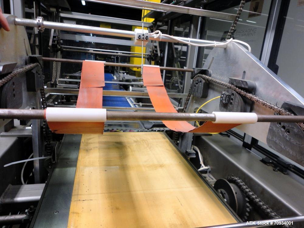 Used Arpac Brandpac Model BPMP-5342 Automatic Single Roll Shrink Bundler, for Print Registered Film.  Capable of Unsupported Multipack Shrink Bundling or Tray Product Shrink Bundling. OEM rated speed...