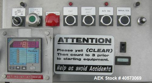 Used Omega Design DL-27 Dual Lane Shrink Bundler. Capable of speeds up to 240 BPM. Maximum product height 11". Maximum film width 26". 3/60/208/240V. Includes Omega shrink tunnel. Last used in solid ...