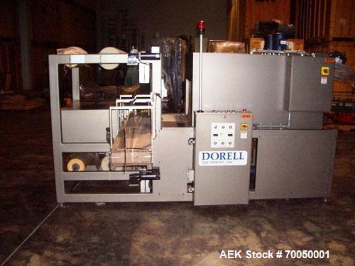 Used Dorell Sleeve Wrapper, Model SW20AICST1220. Automatic right angle with integrated tunnel rated up to 20 bundles per minute. Features 20" wide x 12" high clearance and solid jaw power infeed (12"...