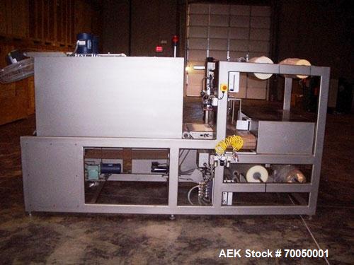 Used Dorell Sleeve Wrapper, Model SW20AICST1220. Automatic right angle with integrated tunnel rated up to 20 bundles per minute. Features 20" wide x 12" high clearance and solid jaw power infeed (12"...