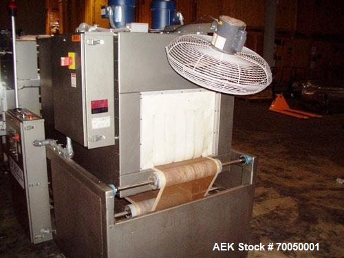 Used Dorell Sleeve Wrapper, Model SW20AICST1220. Automatic right angle with integrated tunnel rated up to 20 bundles per minute. Features 20" wide x 12" high clearance and solid jaw power infeed (12"...
