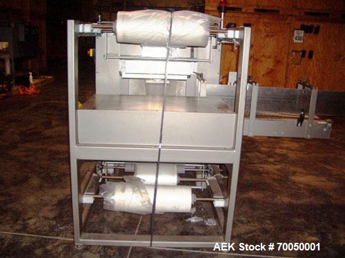 Used Dorell Sleeve Wrapper, Model SW20AICST1220. Automatic right angle with integrated tunnel rated up to 20 bundles per minute. Features 20" wide x 12" high clearance and solid jaw power infeed (12"...