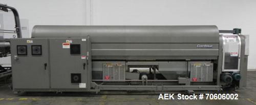 Used Douglas Contour Model M-75 Multi-Pack Shrink Bundler capable of speeds up to 75 cycles per minute. Now configured for print registered film, unsupported 8 oz and 11 oz bottles in multiple lanes,...