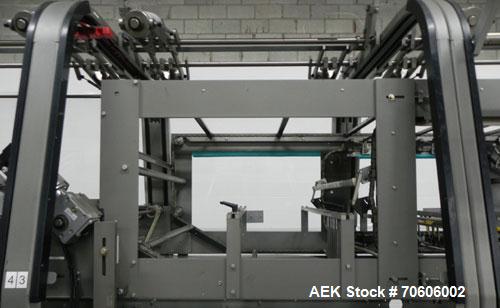 Used Douglas Contour Model M-75 Multi-Pack Shrink Bundler capable of speeds up to 75 cycles per minute. Now configured for print registered film, unsupported 8 oz and 11 oz bottles in multiple lanes,...