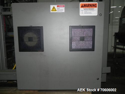 Used Douglas Contour Model M-75 Multi-Pack Shrink Bundler capable of speeds up to 75 cycles per minute. Now configured for print registered film, unsupported 8 oz and 11 oz bottles in multiple lanes,...