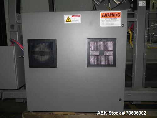 Used Douglas Contour Model M-75 Multi-Pack Shrink Bundler capable of speeds up to 75 cycles per minute. Now configured for print registered film, unsupported 8 oz and 11 oz bottles in multiple lanes,...