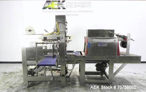 Used Great Lakes Model 708 E-27 Shrink Bundler capable of speeds up to 15 bundles per minute (depending on container size and pack pattern). Will handle bundles up to 12" high x 13" deep. Has a 27" w...