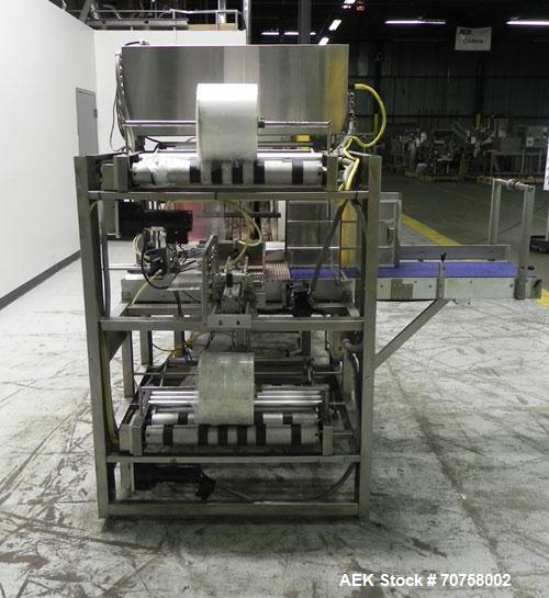 Used Great Lakes Model 708 E-27 Shrink Bundler capable of speeds up to 15 bundles per minute (depending on container size and pack pattern). Will handle bundles up to 12" high x 13" deep. Has a 27" w...