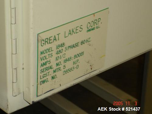 USED: Great Lakes shrink wrap machine, model HVP5/6011/C5 and 1648. Unit comes with infeed conveyor, 2 roll (top and bottom) bundler, shrink tunnel and control panel. Unit is reported capable of runn...