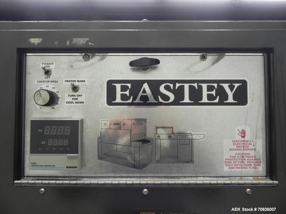 Used Heat Seal Model SW 2414 Semi-Automatic Shrink Bundler & Eastey Model ET 2420 Shrink Tunnel. Bundler has top and bottom power-assisted film unwind. Has 24" (wide) seal jaw with a 14" (tall) openi...