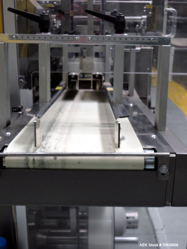 Used IMA BFB MS300 Shrink Bundler or stretch banding machine for carton multi-packing. Capable of speeds up to 40 bundles per minute. Uses PE type films. Max film speed to 150' per minute. Inline and...