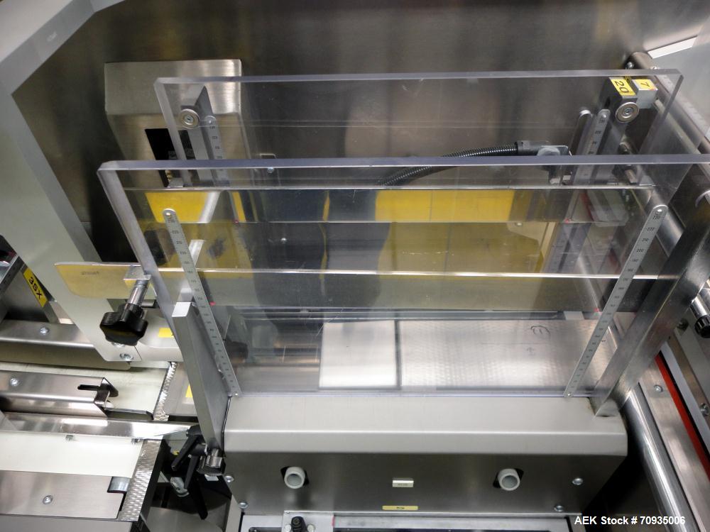 Used IMA BFB MS300 Shrink Bundler or stretch banding machine for carton multi-packing. Capable of speeds up to 40 bundles per minute. Uses PE type films. Max film speed to 150' per minute. Inline and...
