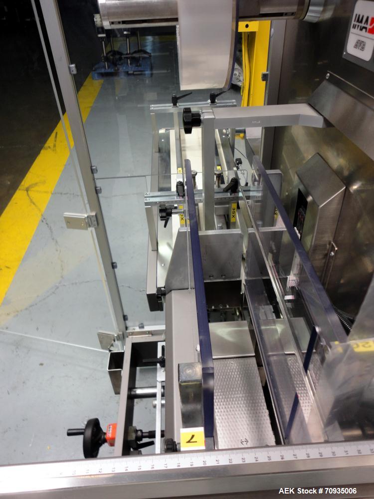 Used IMA BFB MS300 Shrink Bundler or stretch banding machine for carton multi-packing. Capable of speeds up to 40 bundles per minute. Uses PE type films. Max film speed to 150' per minute. Inline and...